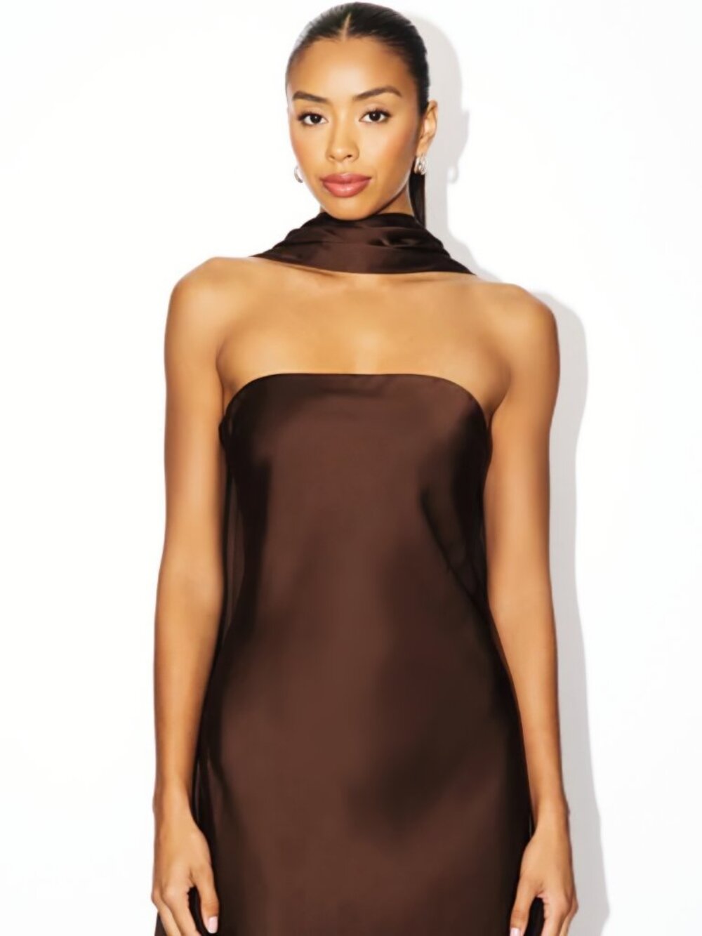 NWT House of Harlow 1960 x REVOLVE Mel Midi Dress Chocolate Brown Size Medium